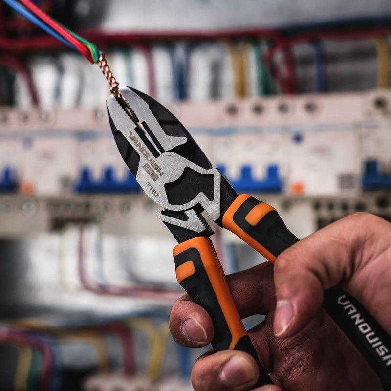 Vanquish 8 Inch Linemans Pliers High-Leverage Linesman Pliers with Side Cutting Design (3163) - Image 5